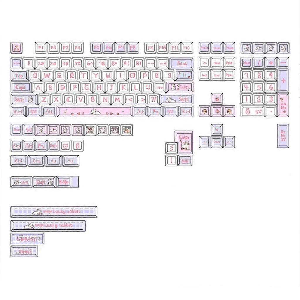 144 Keys Milk Rabbit Keycaps XDA PBT Dye-Subbed Mechanical Keyboard Keycap Set