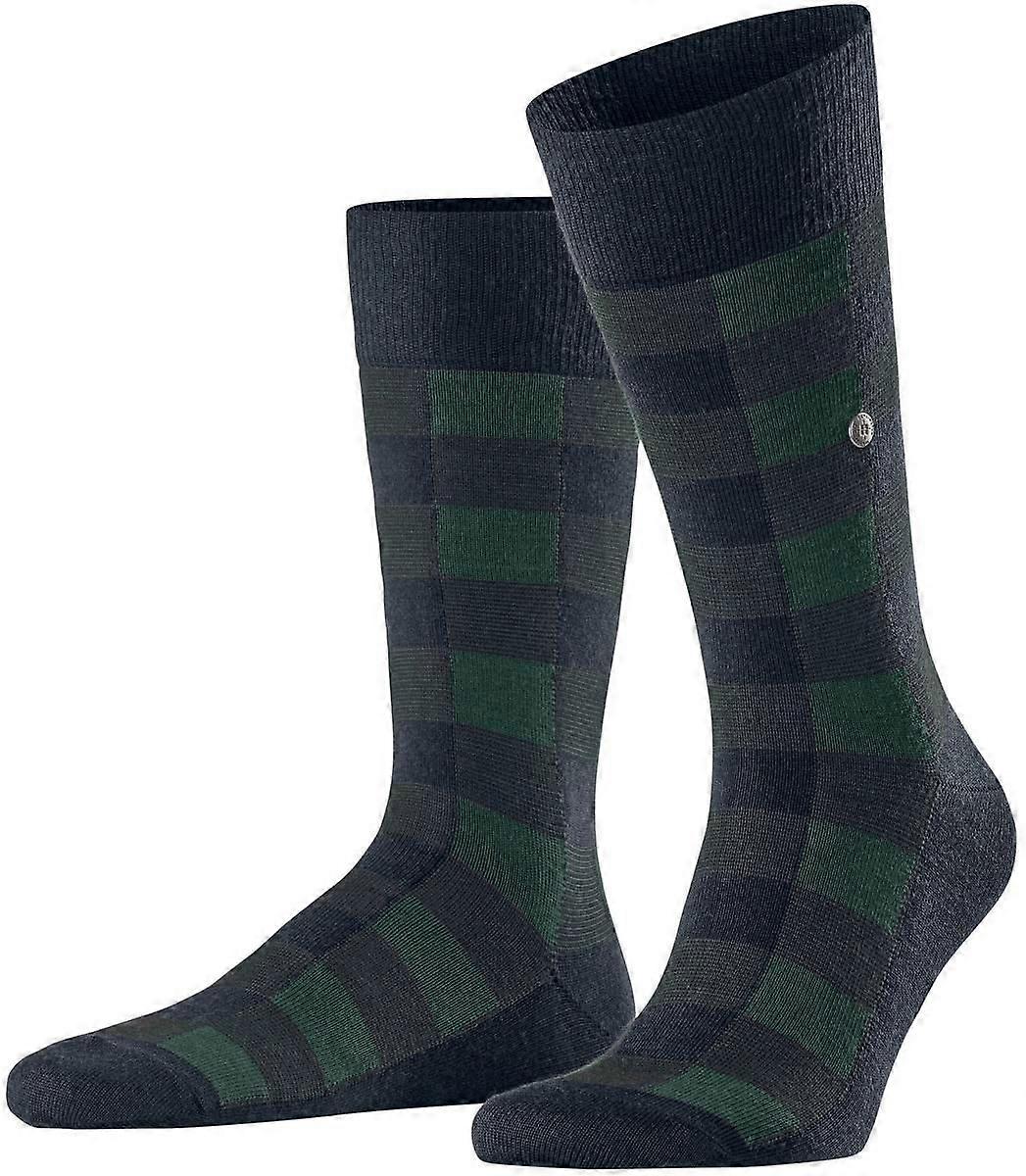 Burlington Buffalo Check Socks - Marine Blue