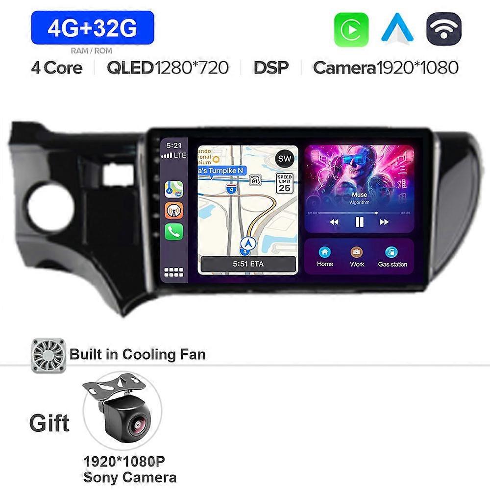 For Toyota Aqua 2011 - 2017 9 Touchscreen Android 13 LHD Car 4G WIFI Radio Multimedia Player Radio Carplay Navigation GPS
