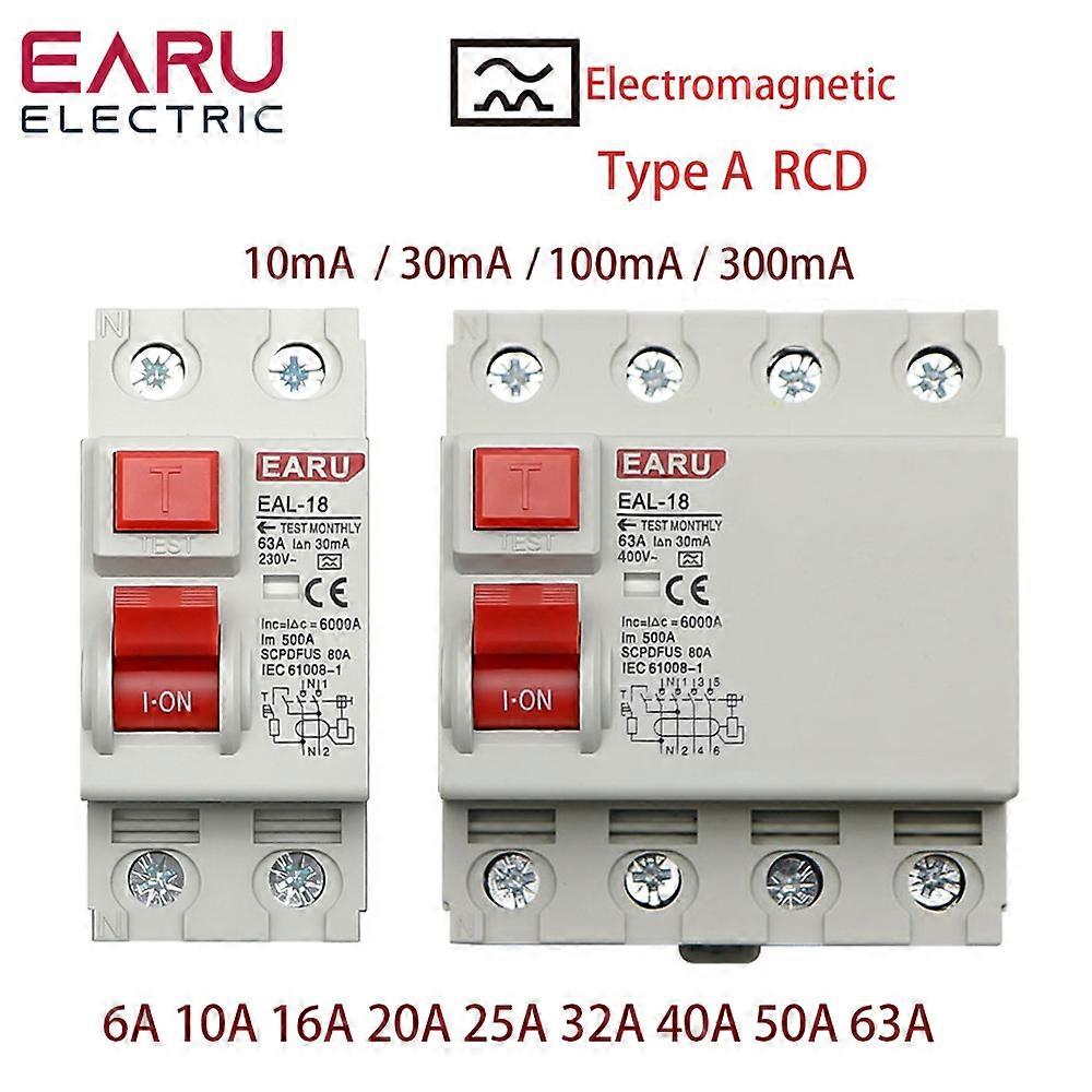 2P 4P 10/30/100/300mA Type A RCCB RCD ELCB elektromagnetisk fejlstrømsafbryder Differentialafbryder sikkerhedsafbryder