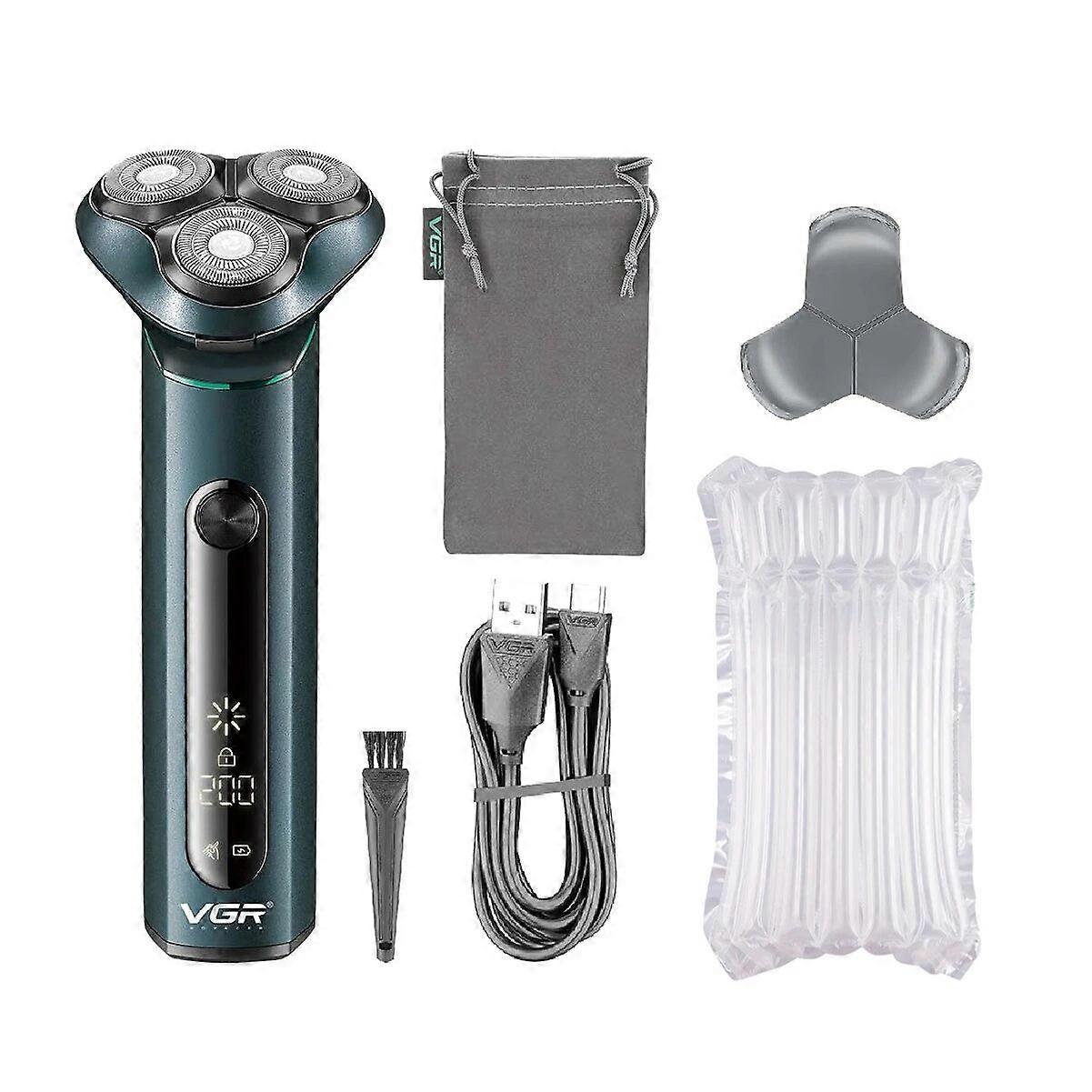 VGR Electric Shaver Men Professional Beard Razor IPX7 Waterproof Beard Shaver Metal Shell LED Display Beard Shaver for Men V-310