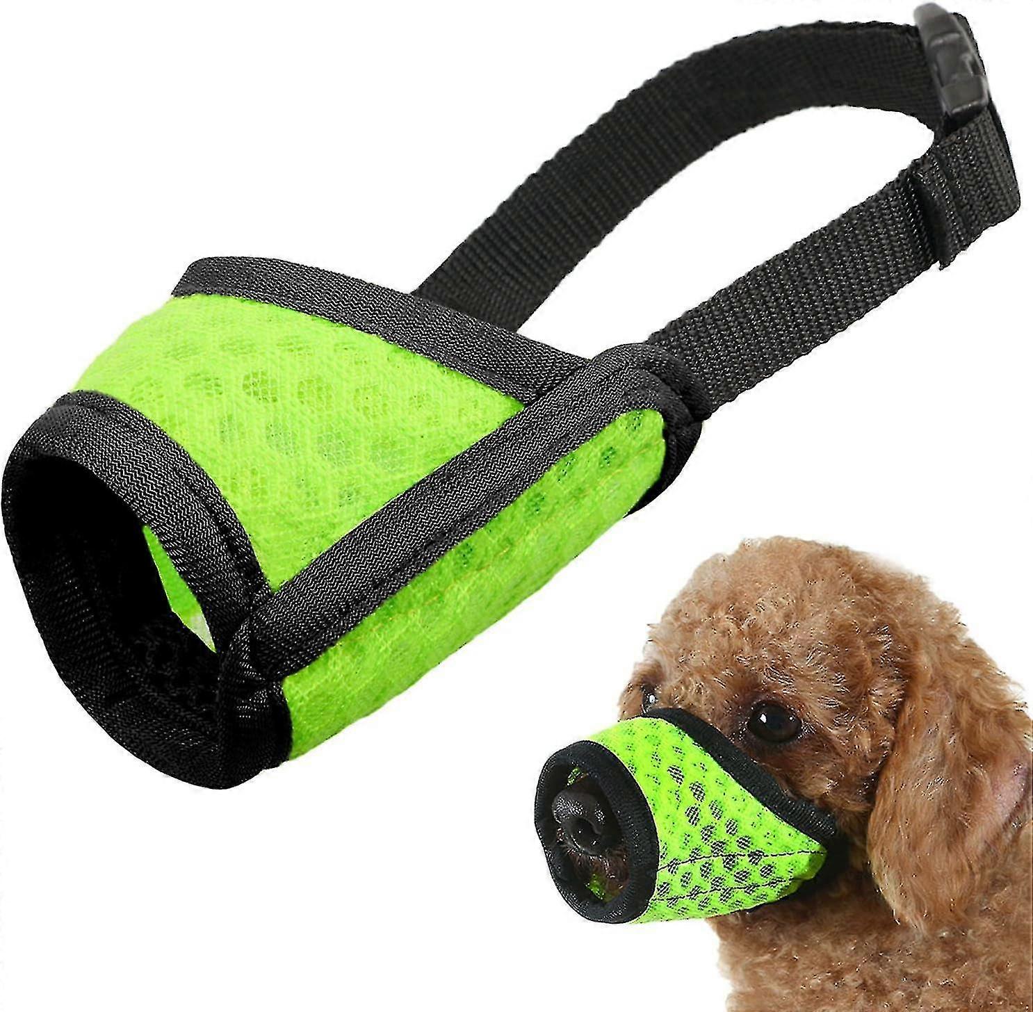 2pcs Dog Muzzle, Soft Mesh Muzzle Chihuahua Poodles Beagle Dachshund Corgis Labrador Golden, Puppy Muzzle , Allows Panting Drinking (green, Xs)