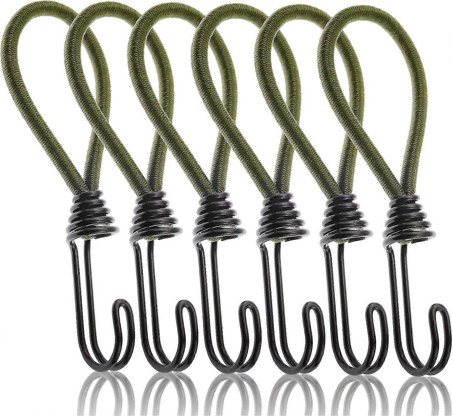 6pcs Bungee Cords With Hooks, Elastic Bungee Rope With Hooks Metal Shock Cord Hooks For Outdoor Tying Down Tarpaulins