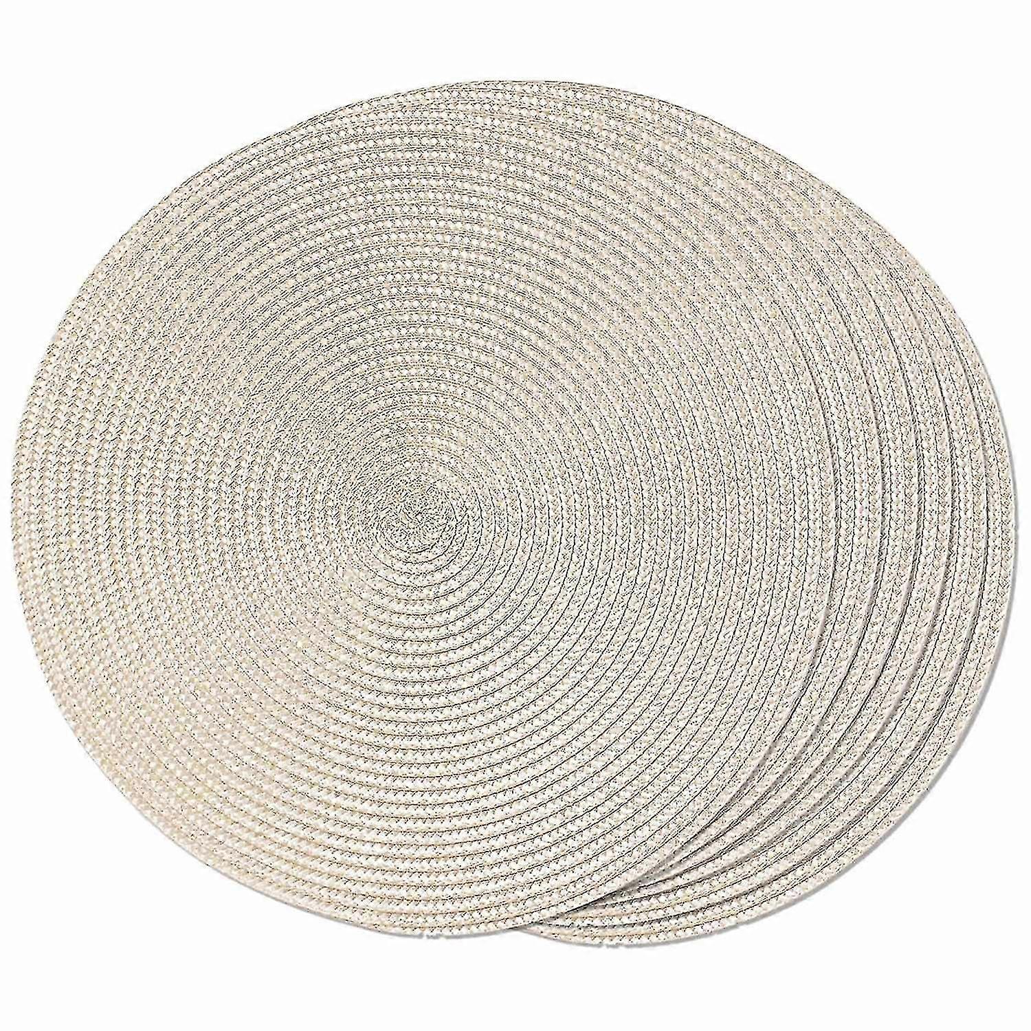 Round Braided Placemats Set Of 6 Table Mats For Dining Tables Woven Washable Non-slip Place Mats 15