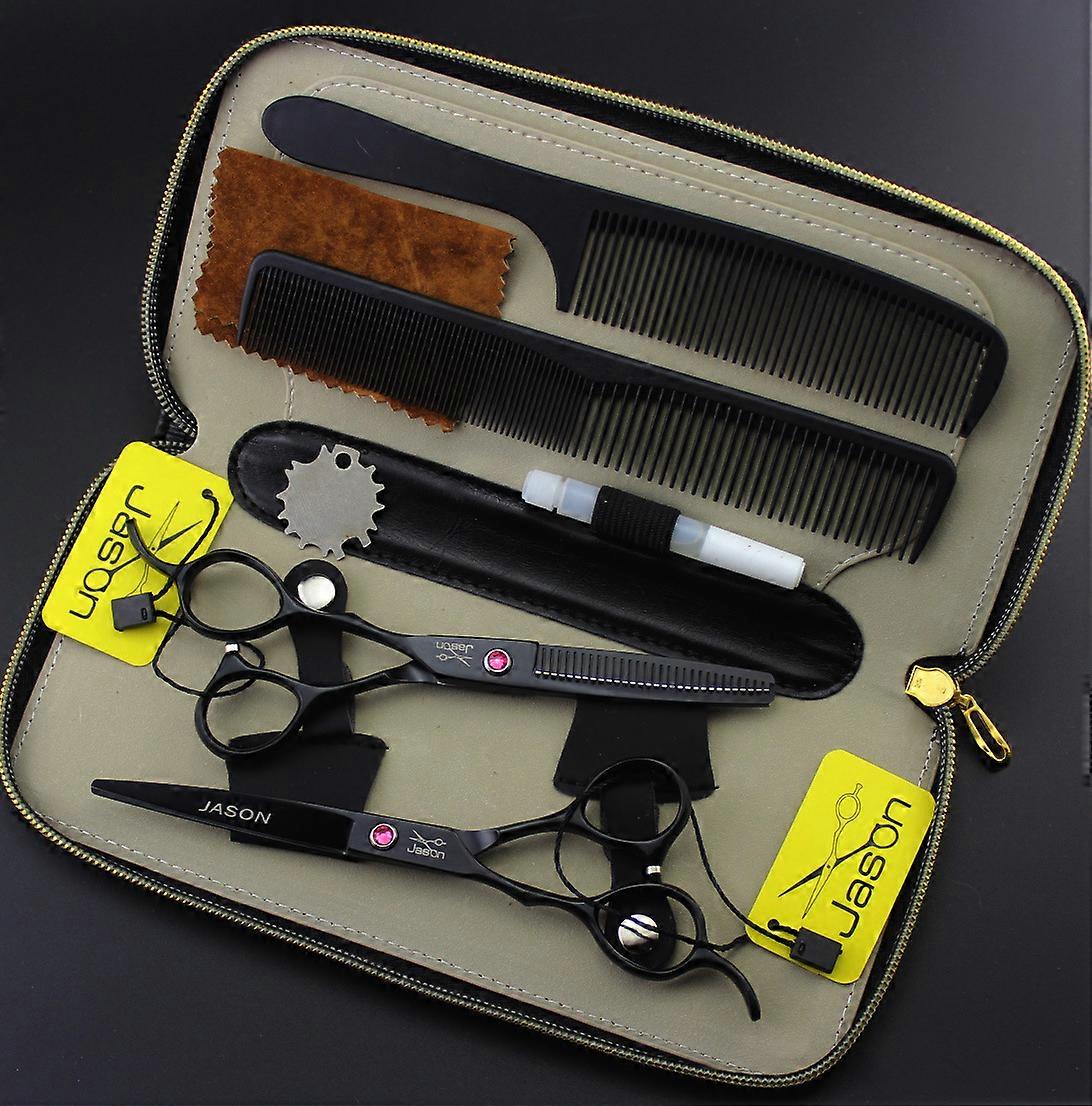 Black Paint Left-Handed Hairdressing Scissors Flat Scissors Thin Scissors Set