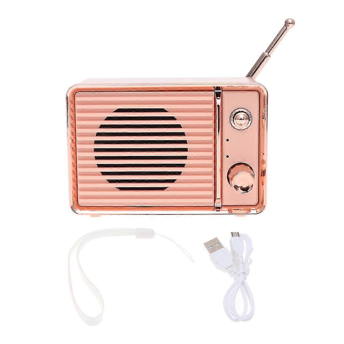 Mini Creative Retro Multifunction  Speaker Radio Subwoofer Small Size Speaker (pink)