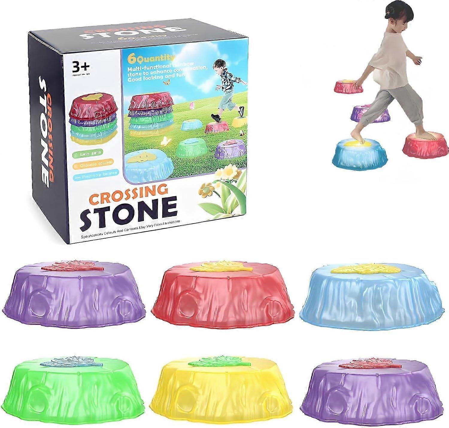LED Light Up Stepping Stones for Kids, 6Pcs Balance Indoor and Outdoor Non-Slip Stone Promote Coordination and Balances