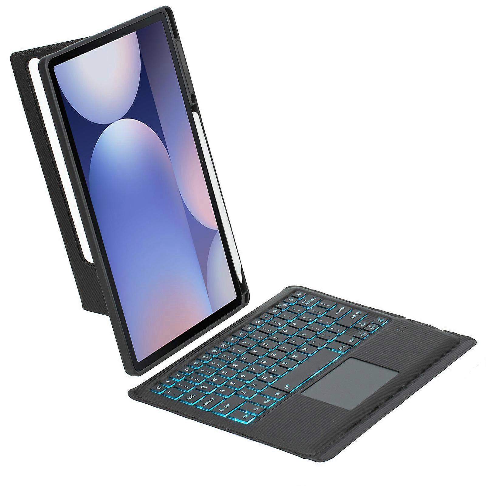 Backlit Touchpad Bluetooth Keyboard for Galaxy Tab S10+(Plus) X820/ S9 FE+(Plus) X610/ X616/ S9+(Plus) X810/ X816B/ X818U with Leather Cover