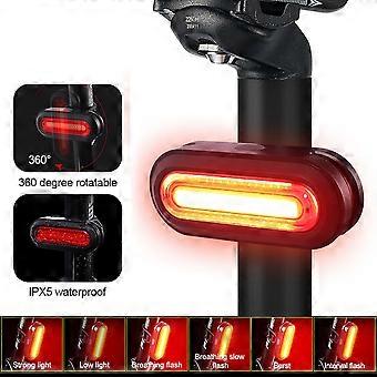 USB-uppladdningsbar cykelbaklykta med 6 lägen, LED-varningslampa för cykel, inbyggt 600 mAh batteri