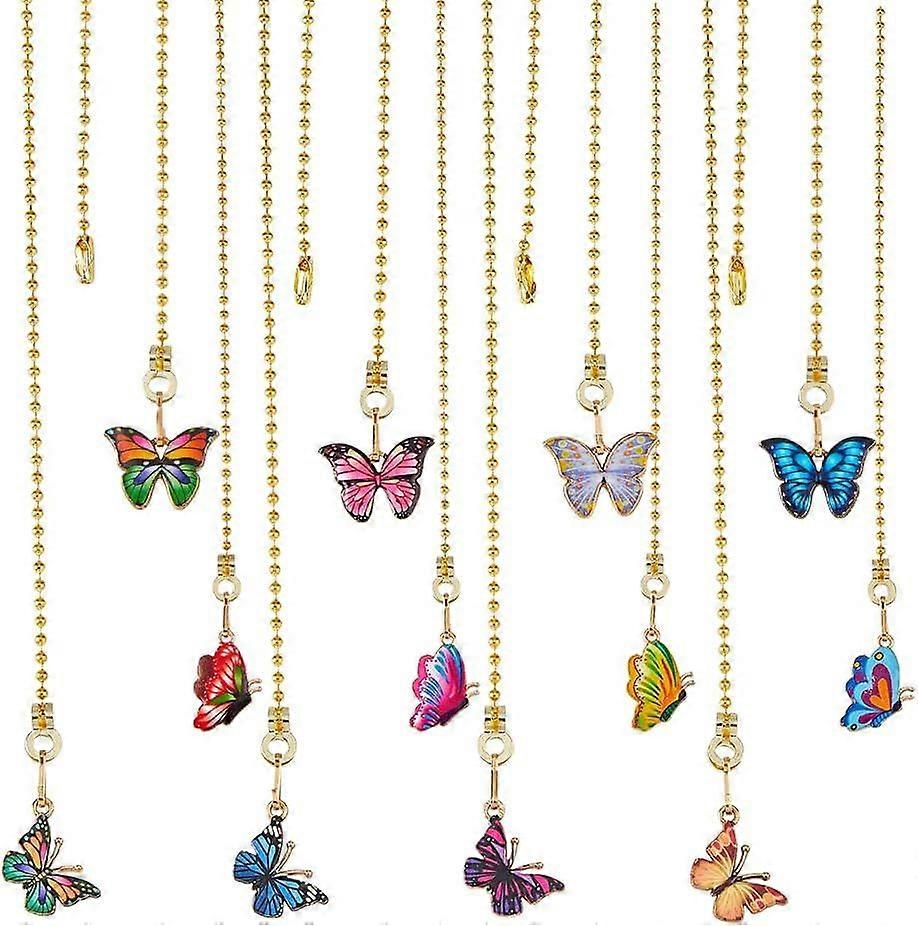 12Pcs Ceiling Fan Pull Chain Extenders 13 Inch Butterfly Charm Light Pull Chain Adjustable Decorative Extension Connector Hanging Ornaments for Lighti
