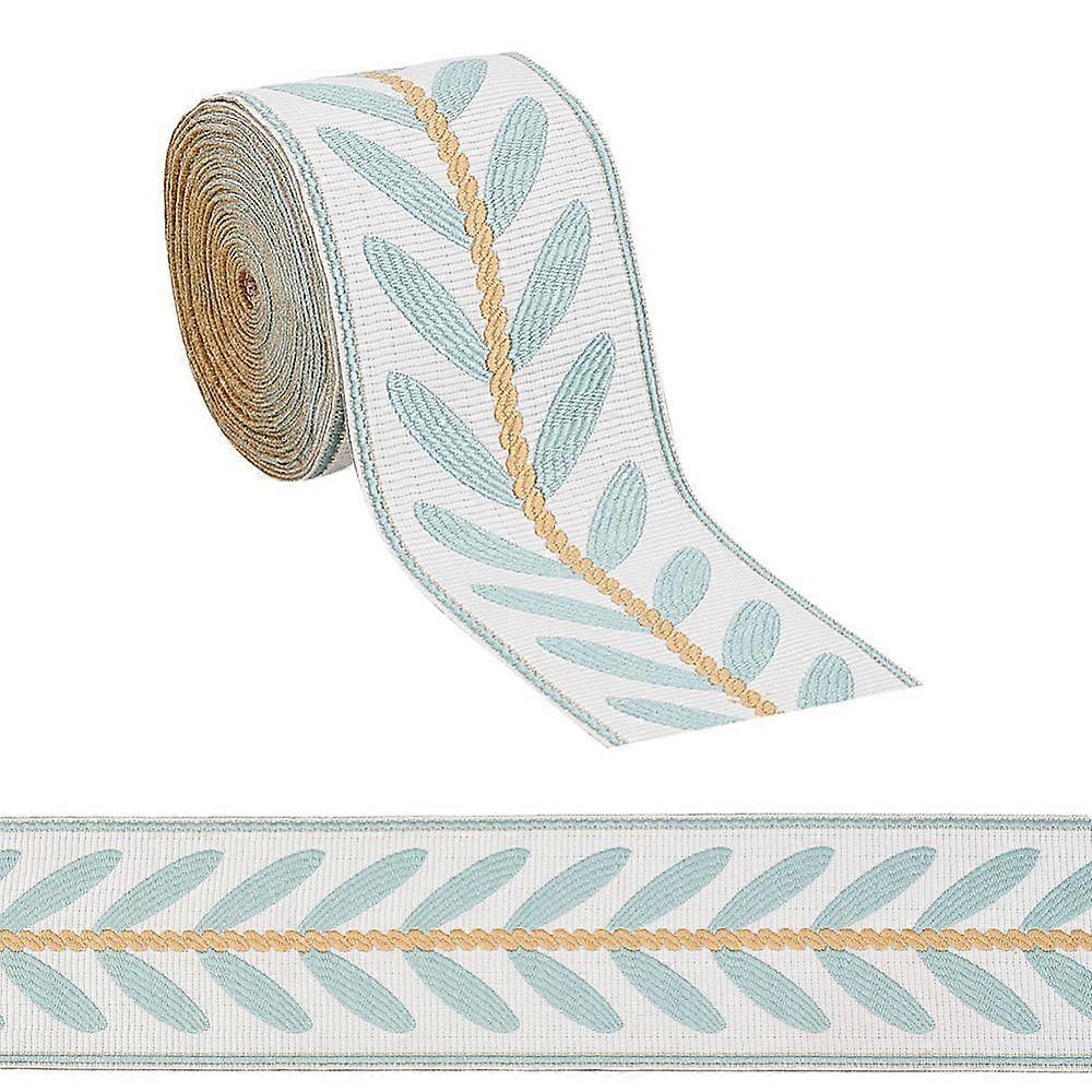 Polyester Jacquard Leaf Ribbon for Garment Accessories Aqua 2-3/4 inch(70mm)