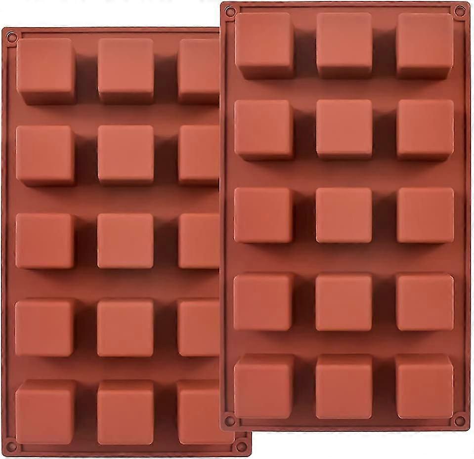 15 Cavities 1.4 Inch Square Silicone Triomphe Mold, Cube Mold For Making Chocolate Candies, Cake, Ice Cube Tray, Praline Truffles, Set Of 2