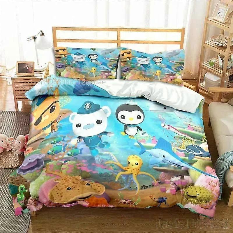 x1485 LakanThe Octonauts Tecknad All Season Påslakan Set HD Täcke Överdrag för barn Sängkläder Sängkläder Sovrum Dekor 3-delat sängkläder
