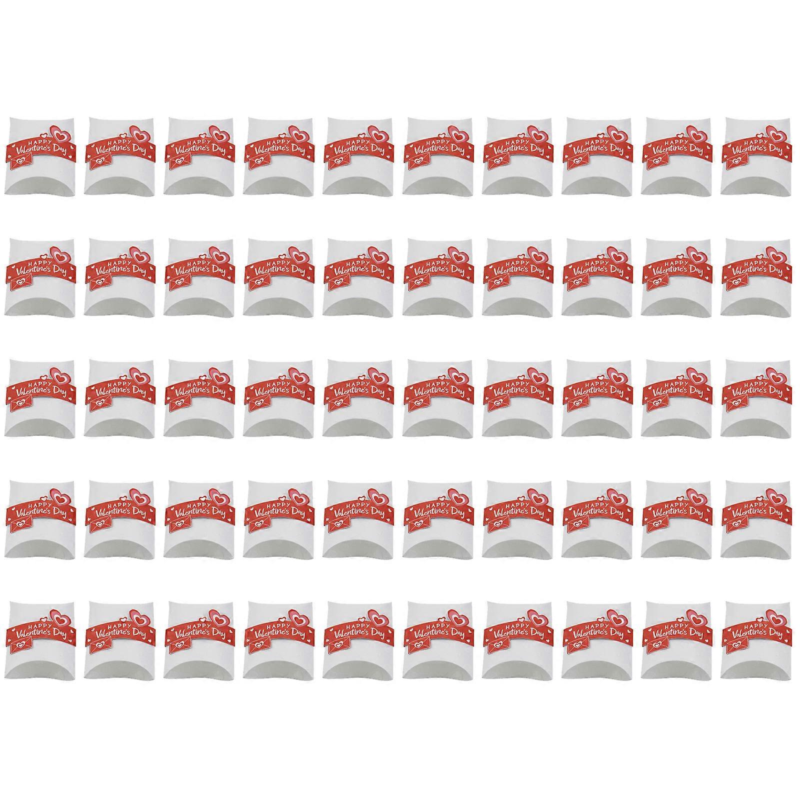 عبوة من 50 علب تغليف هدايا عيد الحب حاوية حلوى لحفلات الزفاف والحفلات مستلزمات حفلات أعياد الميلاد أبيض