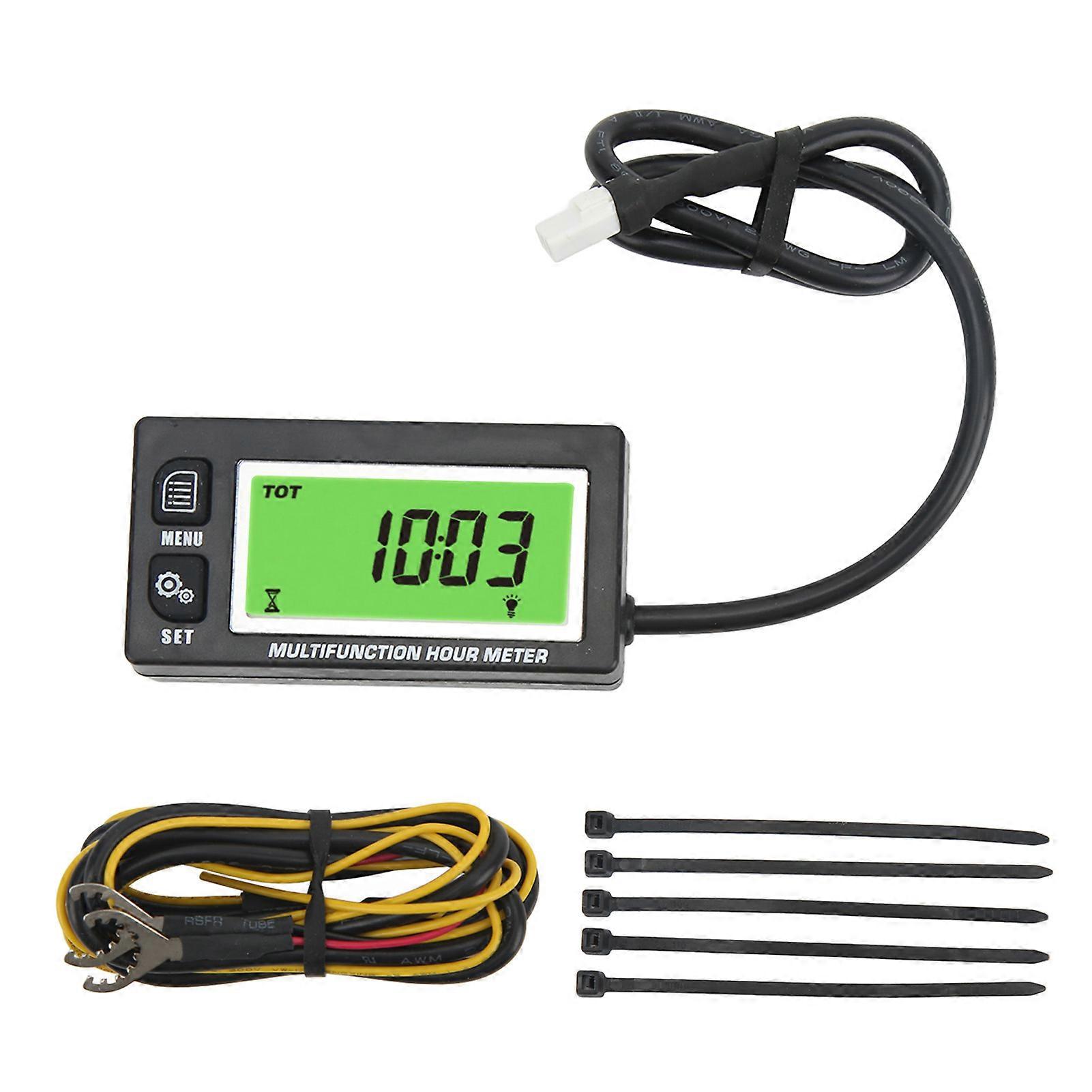 Lawn Mower Digital Tachometer 0‑25000RPM Digital Tachometer 0‑999999H Hour Meter LCD Display IP65 Waterproof Universal for Motorcycle ATV Lawn Mower
