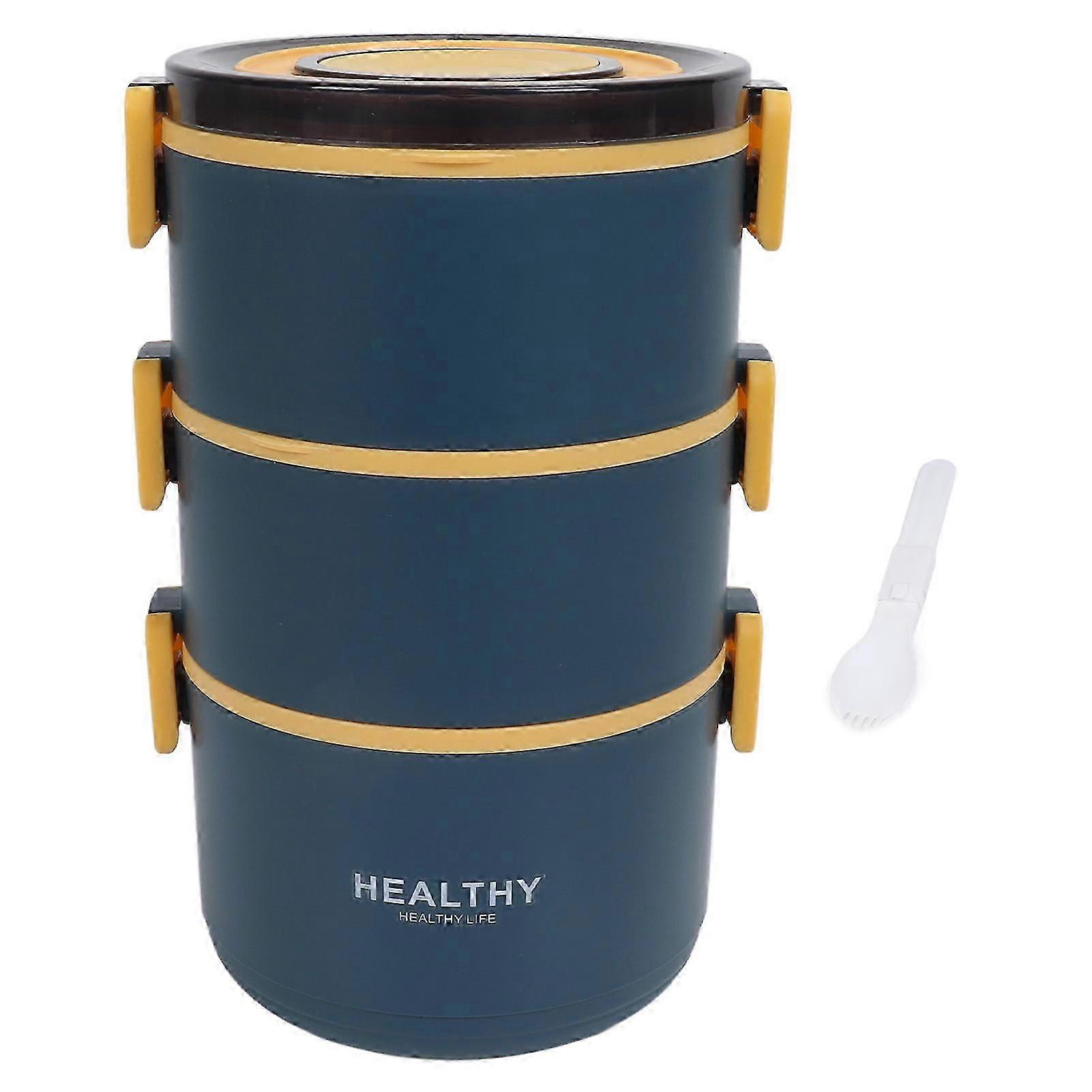 Lunch Box 2200ml Three Layer Detachable Compartment Design Portable Round Bento Box for Home Office Picnic for Students_-dy