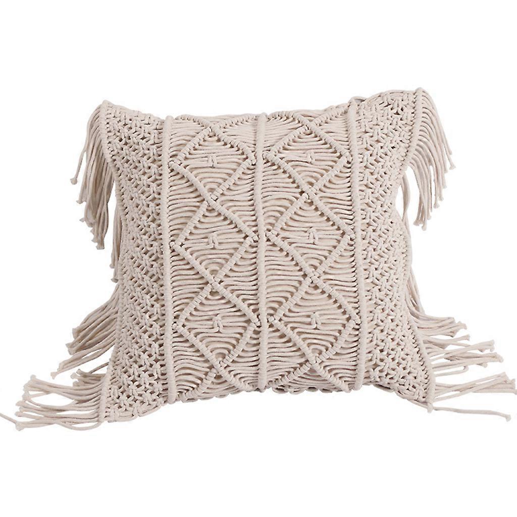 Geometric Pattern Throw Pillow Covers Woven Boho Cushion for Case for Bed Sofa C