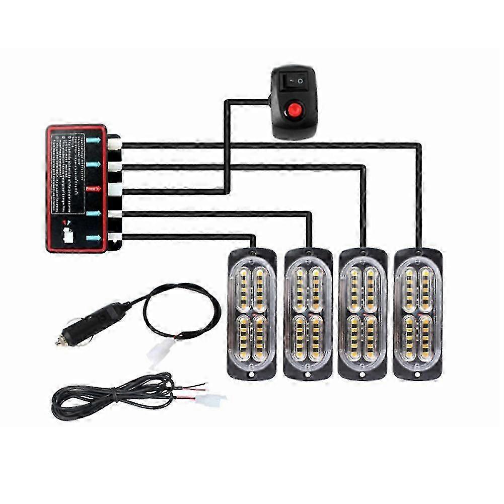 4pcs 20led Stroboscopes 12v Strobe Light Car (red Blue Light)