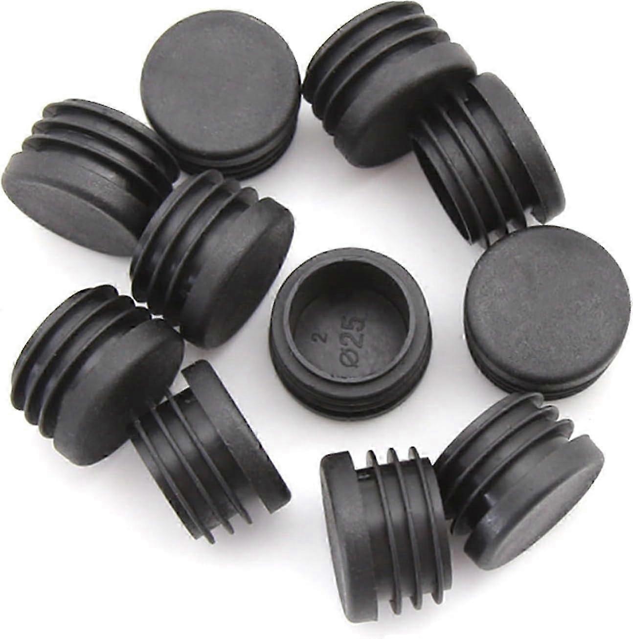 Tappi in plastica nera da 25 mm, copritubi rotondi neri, tappi terminali interni per sedie, scrivanie, tavoli, piedini, tubi per mobili, 20 pezzi