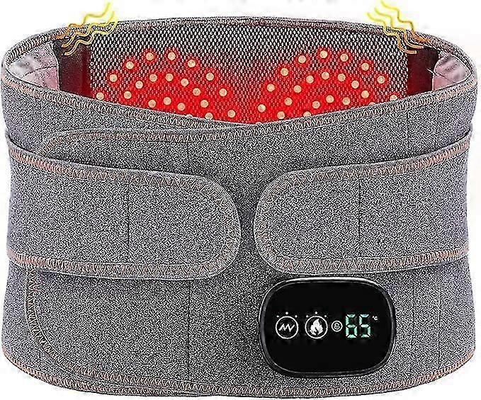 Cordless Heated Back Belt Abdomen Warmer Lumbar Support with 3 Fast Heating Massaging Modes, Touch Screen for Lower Back Pain Relief