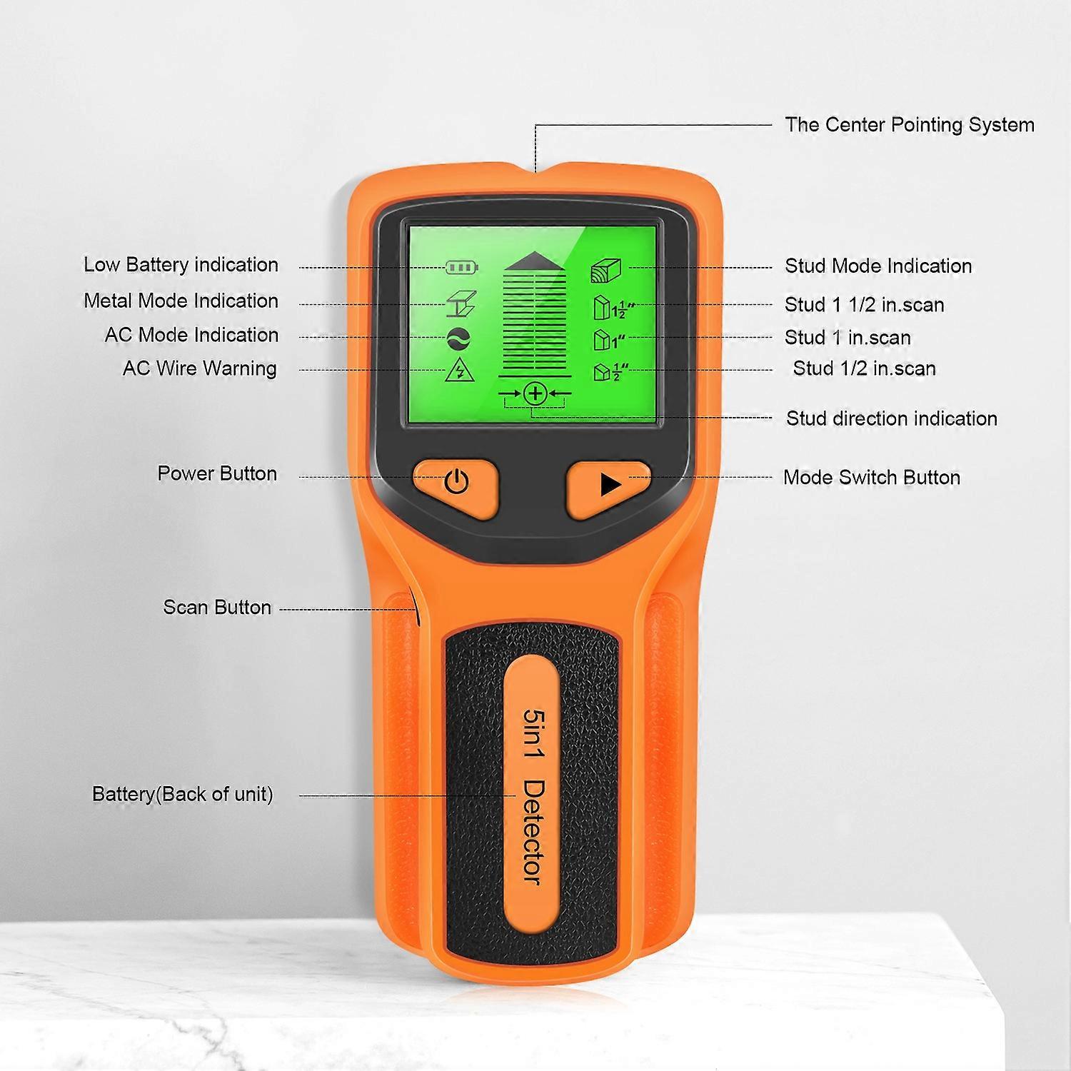 Stud Finder Wall Scanner - 5 in 1 Electronic Stud Detector with HD LCD Display, Wood AC Wire Metal S