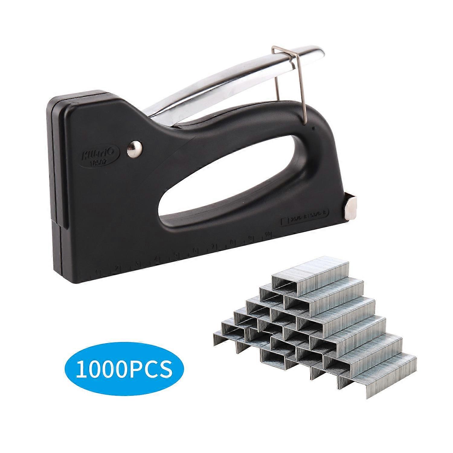 Stapler with 1000Pcs Door-type Staple Hand Operated Staple Tacker Light Duty Stapler for Crafts Deco