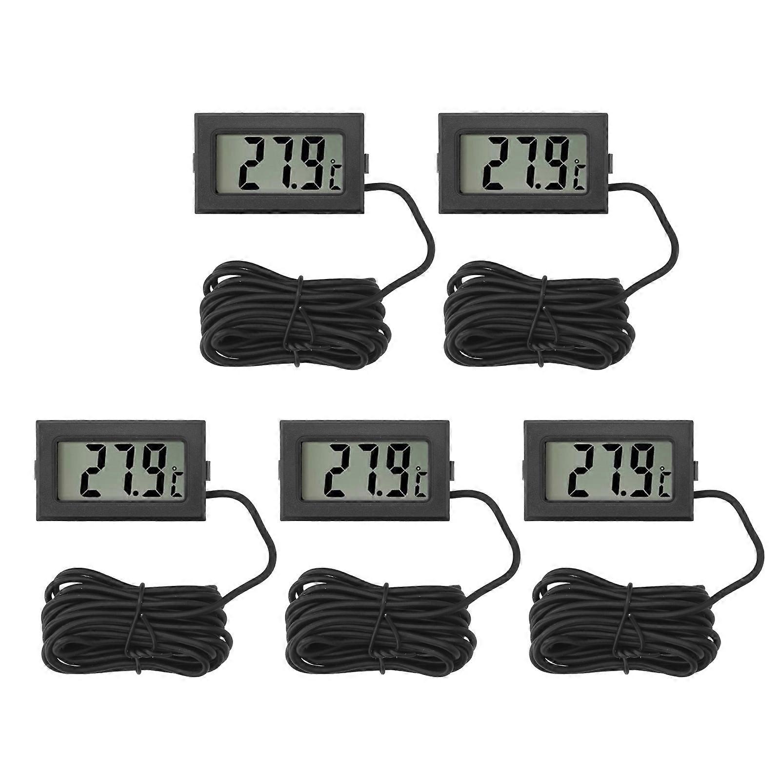 5PCS Electronic Digital Display Thermometer Black Mini Embedded Indoor Digital Temperature Meter