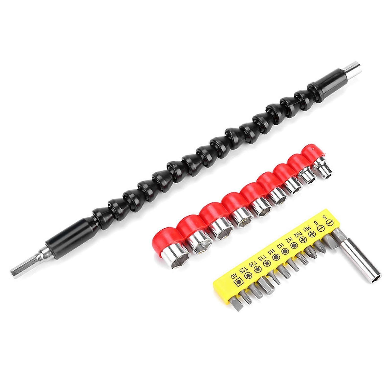 Stainless Steel Bits Hex Socket Set For Electric Screwdriver Head With Flexible Extension Shaft