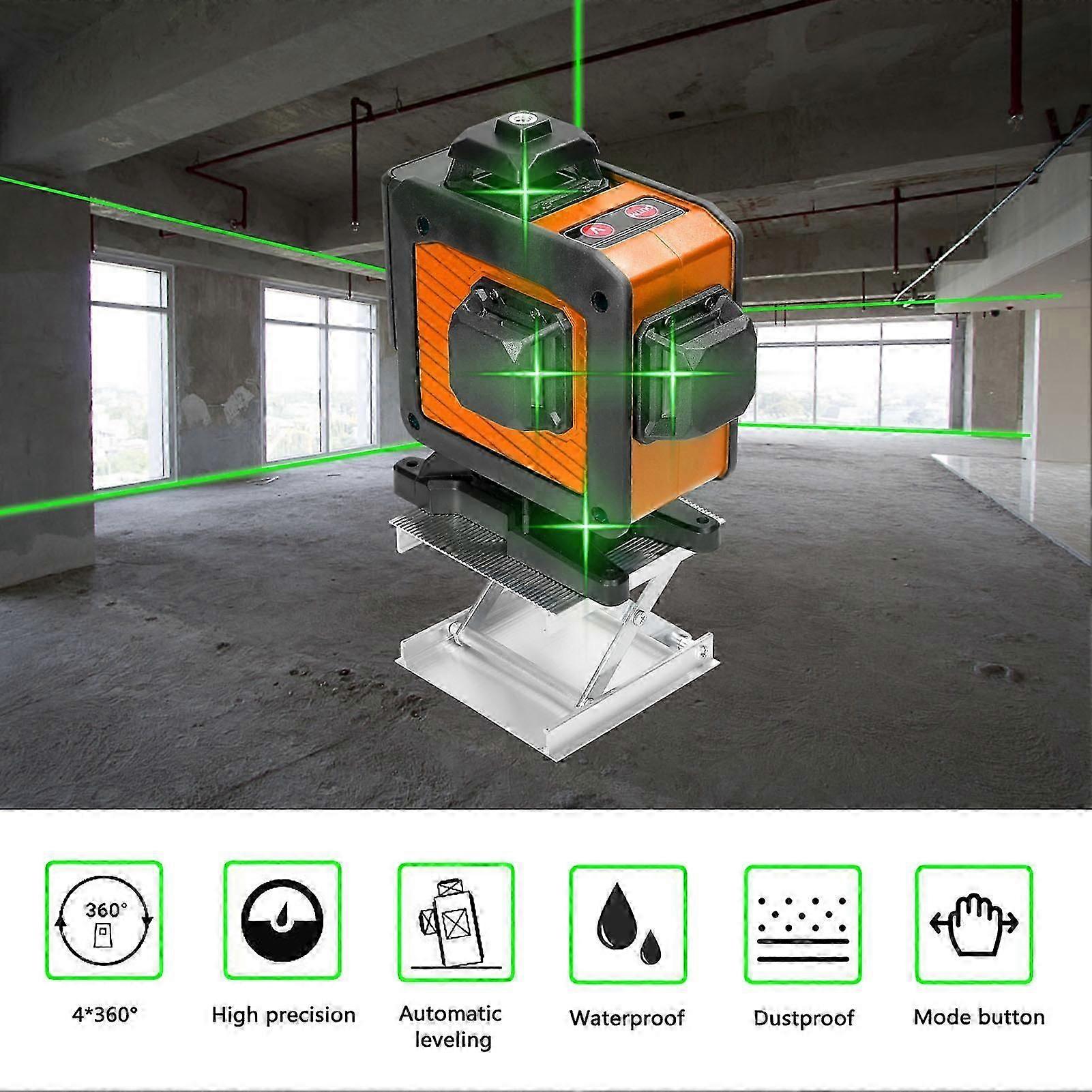 Multifunctional 16 Lines Laser Level 3 Self-leveling Leveling Tool Wall Sticker Line with 1.5m Height Adjustable Tripod Stand