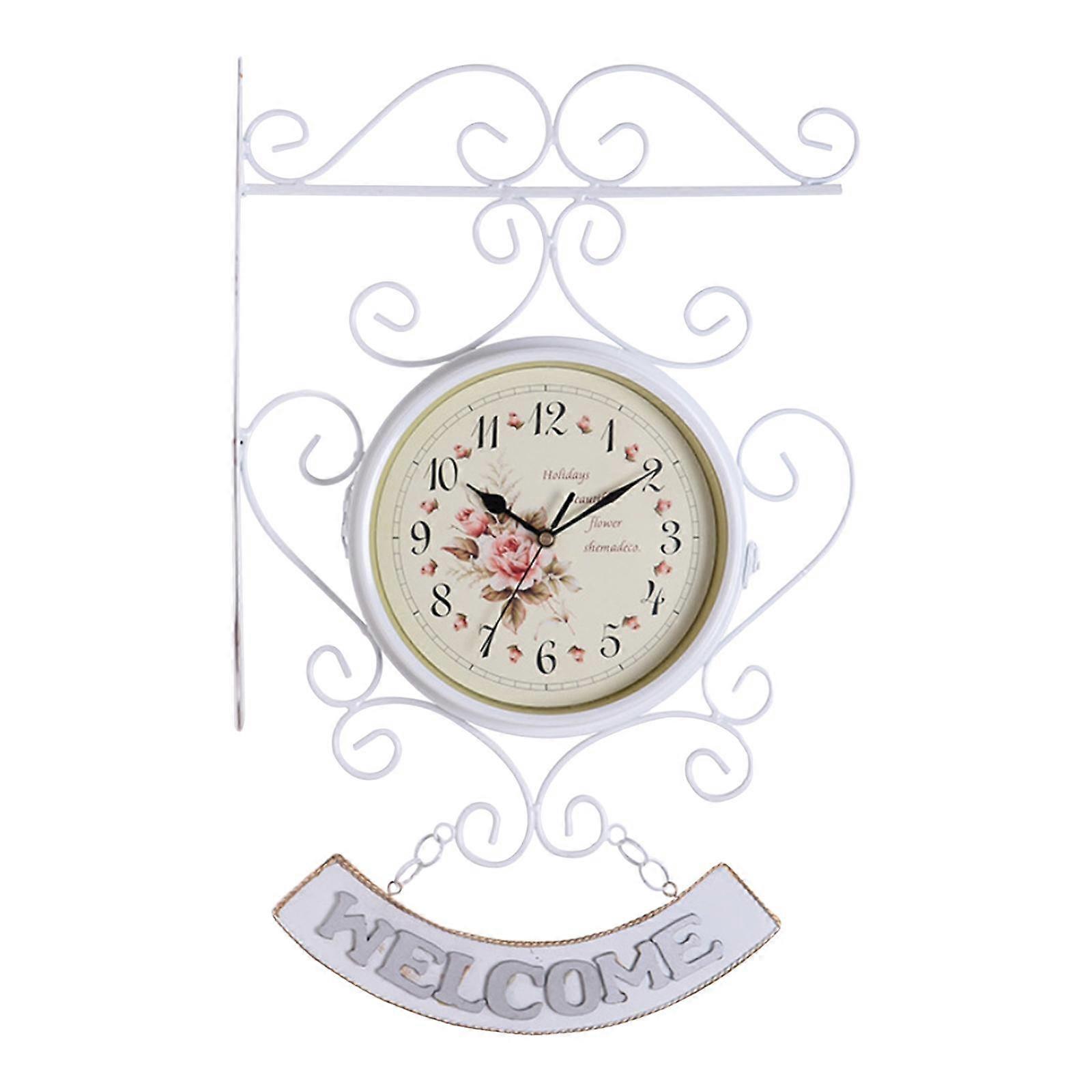 Vintage Style Double Sided Wall Clock Train Station Clock for Wall Decoration