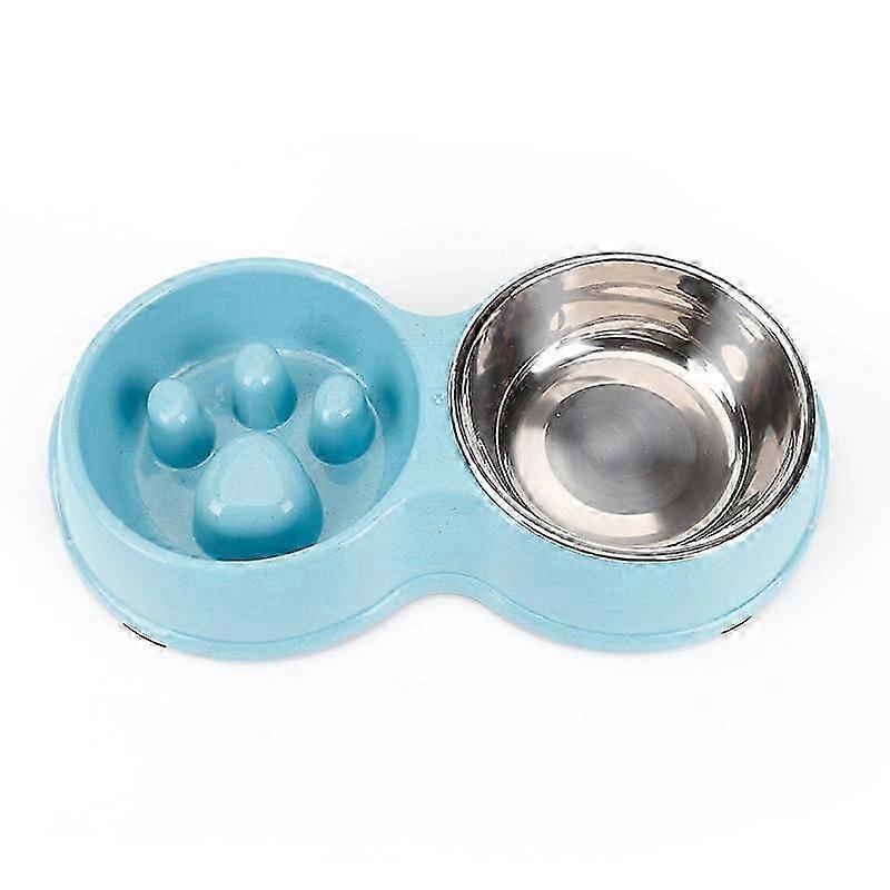 Double Slow Feeder Dog Bowl for Cat Dog and Puppy,Interactive Feeder Slow Down Feed Pets Twin Feeding Bowl,1pc (D-)
