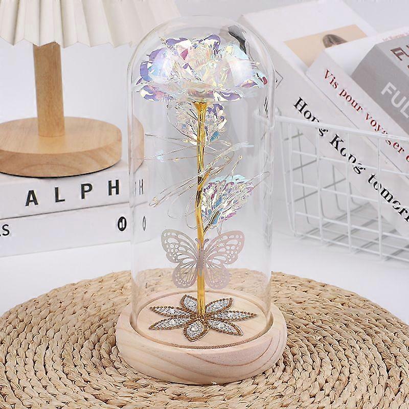 ガラスのドームの美女と野獣のローズランプ、LEDフォーエバーギャラクシーローズ造花、女の子の女性のための母の日ママギフトクリスマスアニバーサリー