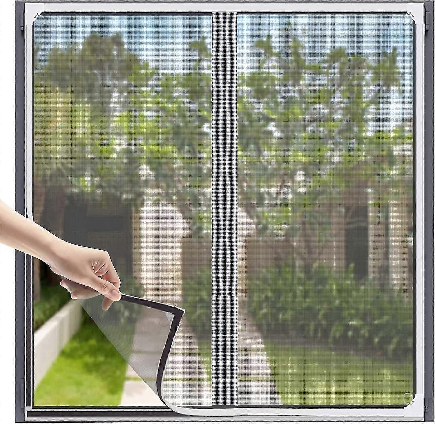 Adjustable Magnetic Fly Screen Window, 90x120cm Magnetic Window Screen, MagneticFly Net for Windows, Prevents Insects/Flies/Mosquitoes Out