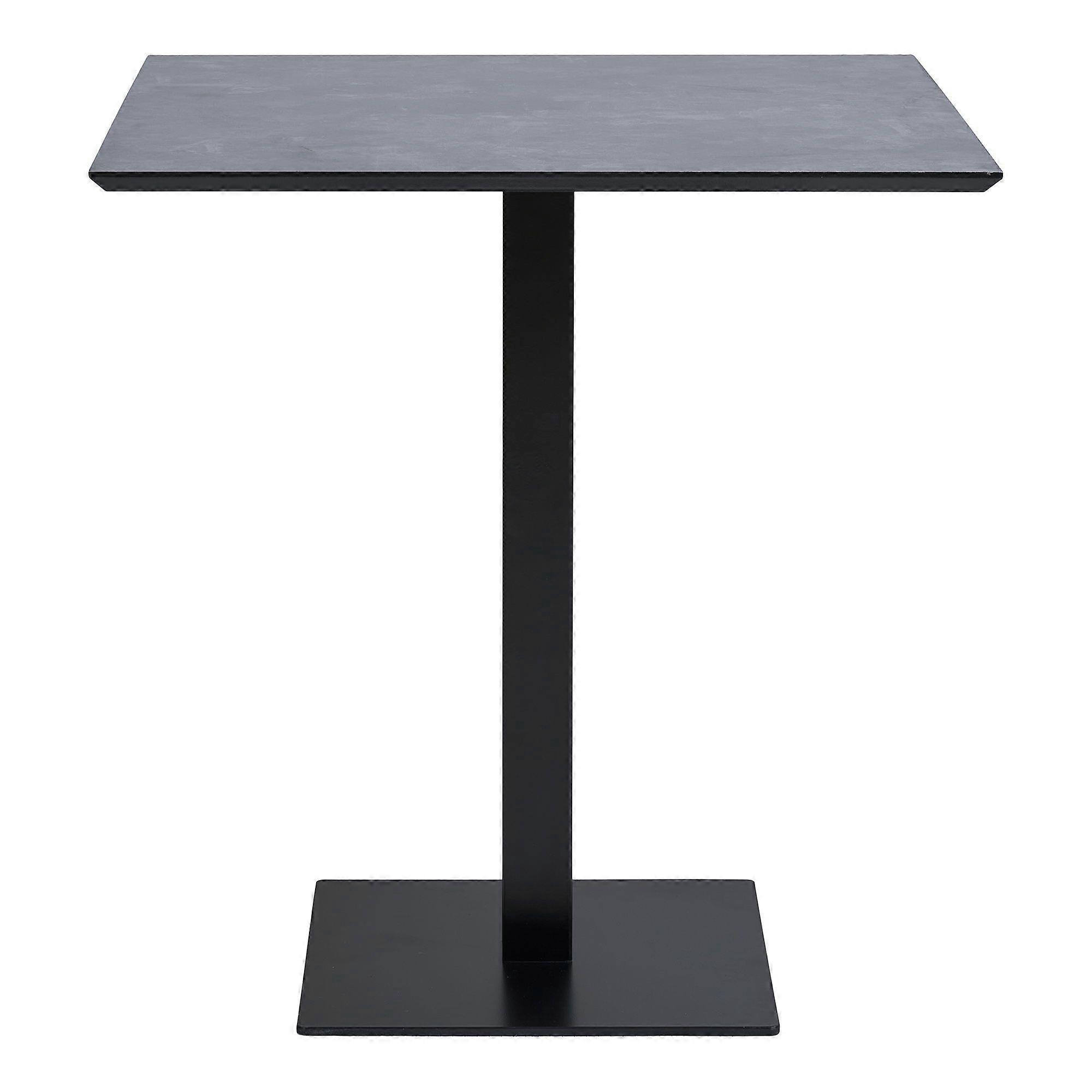 Dark stone melamine coffee table with black metal base 70 x 70 x 75 cm