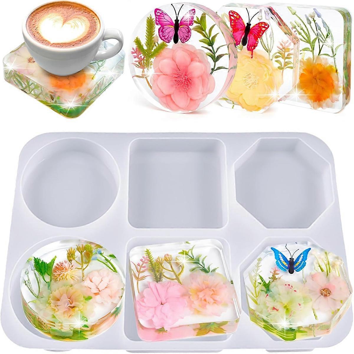 Deep Coaster Resin Mold Silicone Hexagon Heart Shape Square Silicone Mold for Flower Preservation D