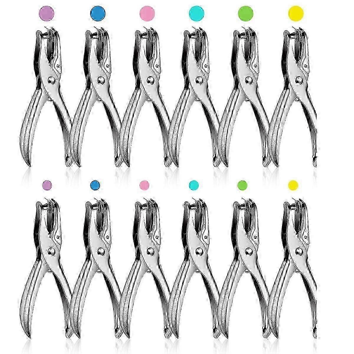 12個パック 1穴パンチ 1/4インチと1/8インチ シングルホールパンチャー メタル 5枚収容 シングルホールパンチ S
