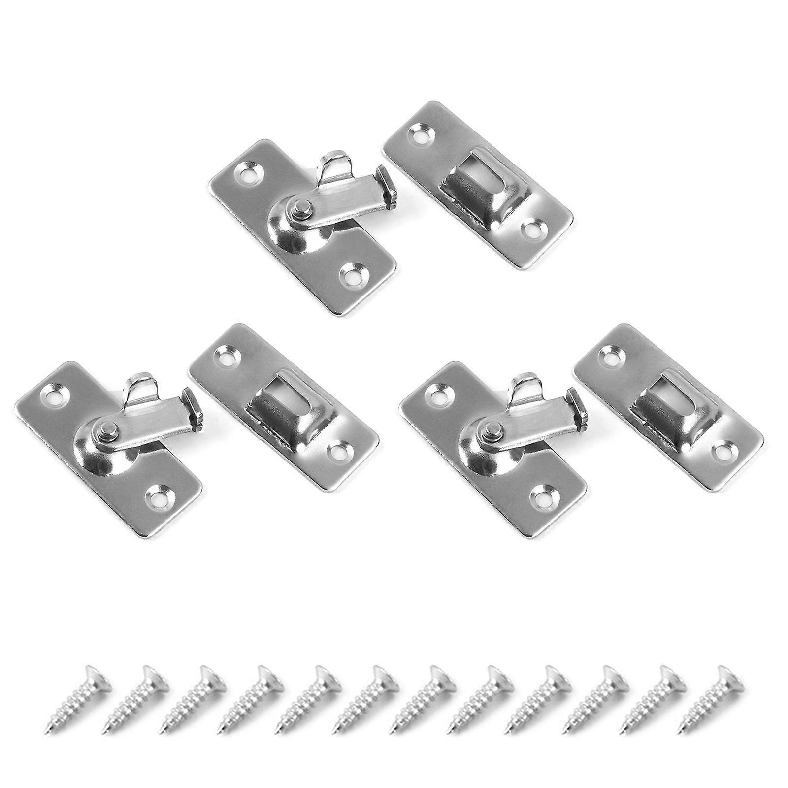 Set of 3 Sturdy Stainless Steel 90 Degree Small Door Latches Slide Bolt for Secure Locking on Door and Gate Use  Silver