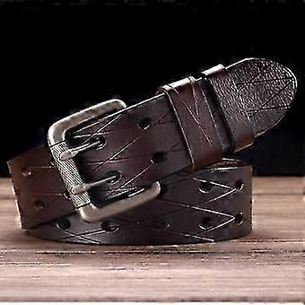 حزام رجالي مزدوج الجلود مزدوج الشق كلاسيكي مزدوج الصف ثقب حزام عالمي مجوف حزام جينز رجالي حزام خصر للرجال