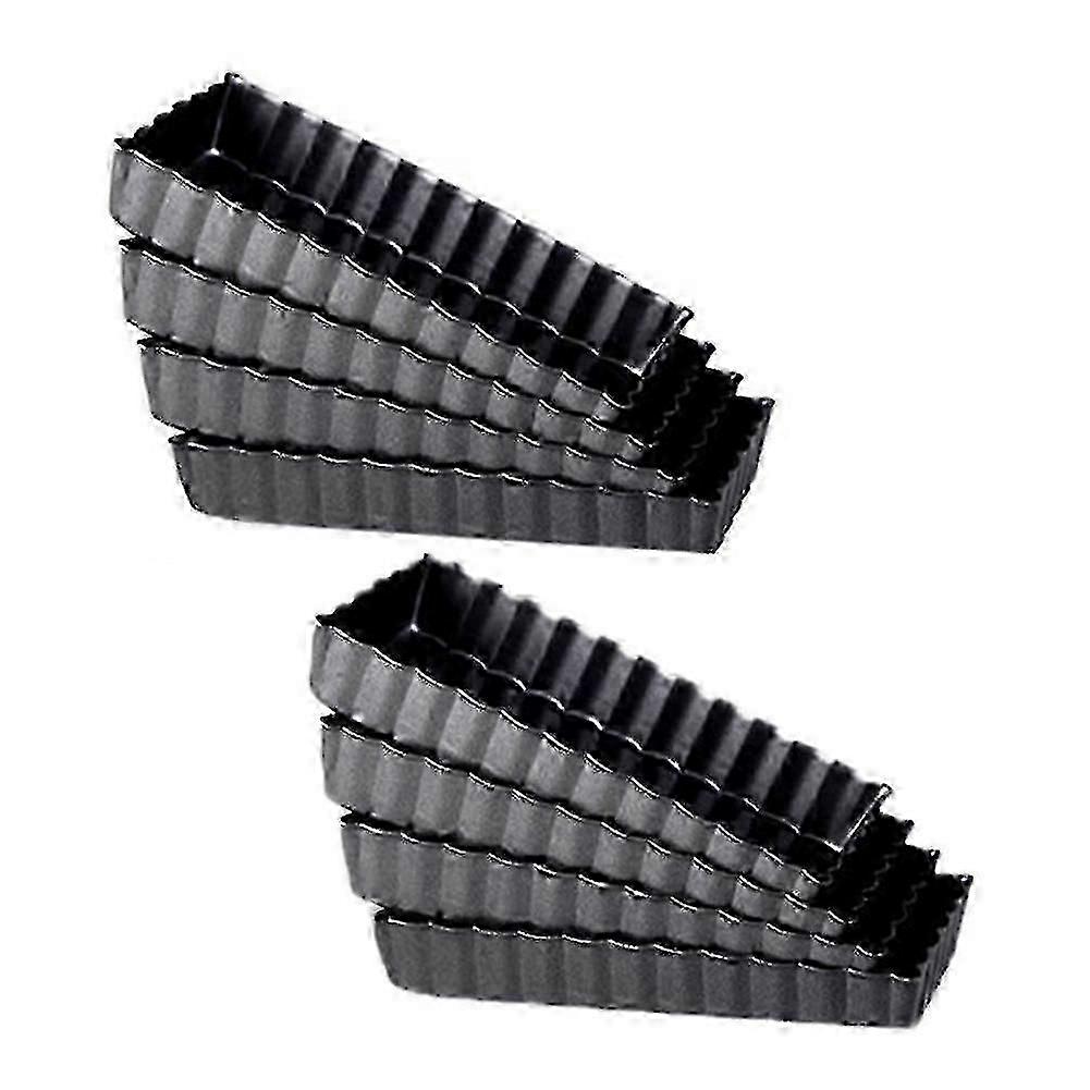 8-pack Nonstick Quiche Tart Pans Rectangular Removable Bottom, Fluted Tart Tin For Fruit Pie Cakes