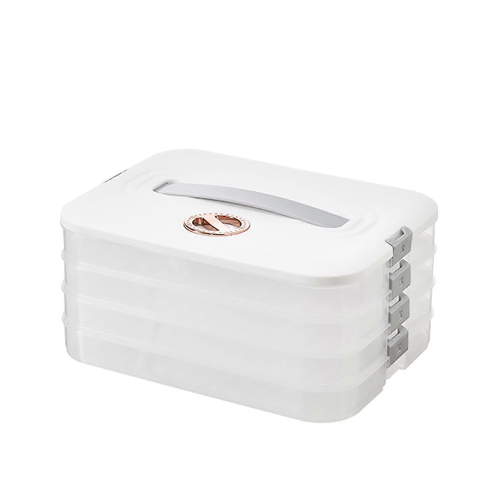 4-Layer Food Storage Containers with Lids, Stackable Dumpling Storage Box, Airtight Seal, BPA-Free Plastic, 4 Compartments