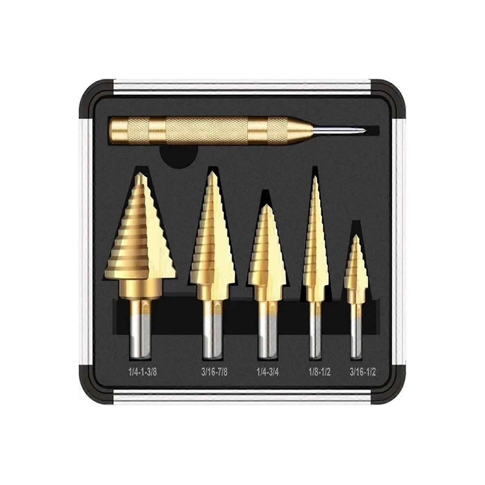 3/5/6pcs Step Drill Bit Milling Cutter Automatic Center Punch Saw Drill Bit Set for Woodworking Metal Core Hole Opener