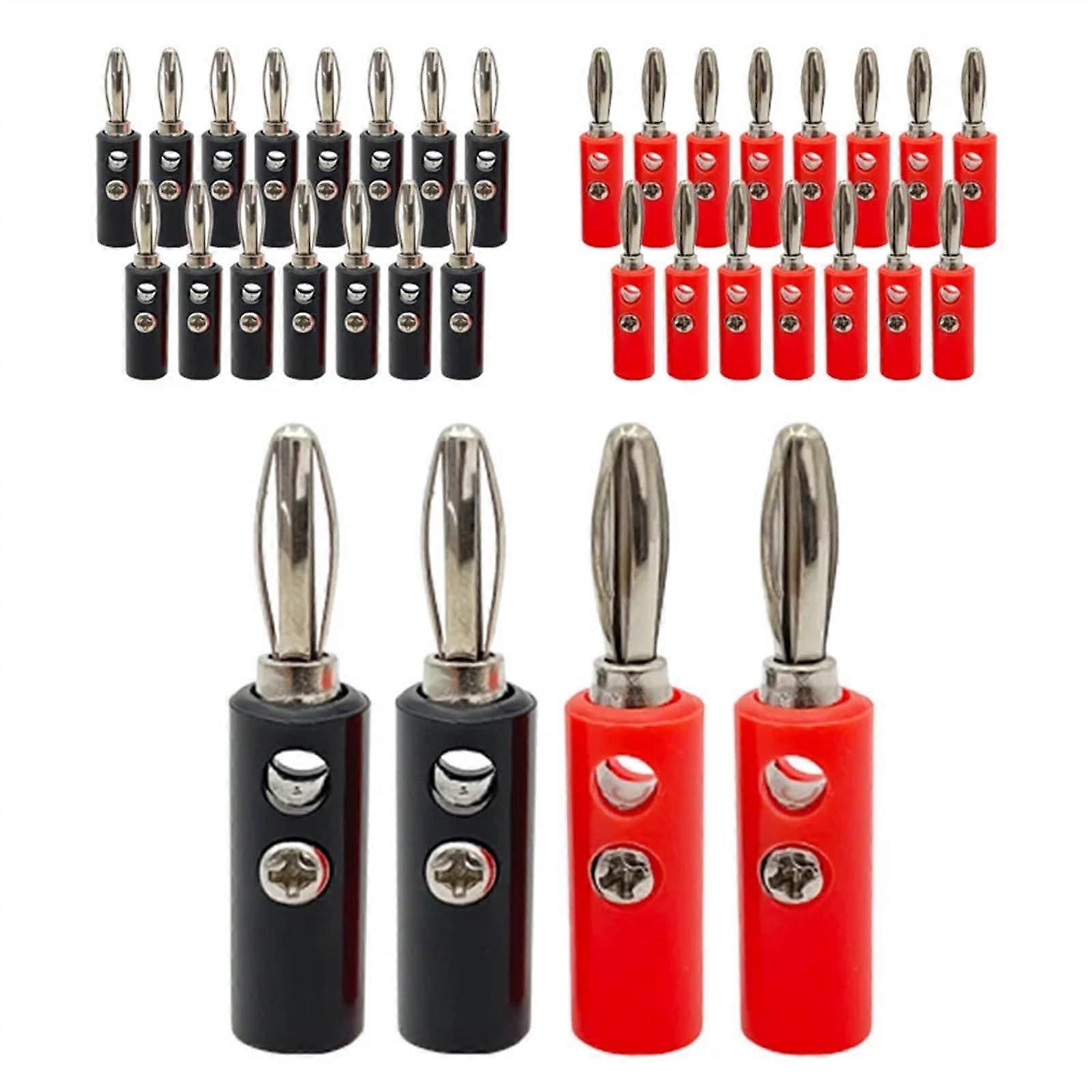 40Pcs 4mm Banana Connector Speaker Horn Plug Compatible with Up to 3mm Diameter of Speaker Cable (Color : 20 Red 20 Black)