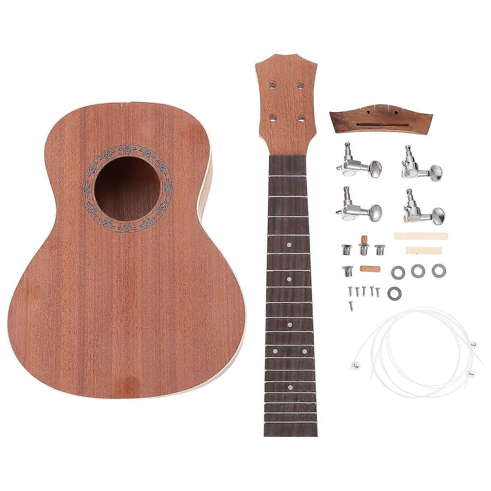 1 Set Ukelele DIY Kit Paintable Ukelele Plaything Handmade Ukulele Materials (Assorted Color)