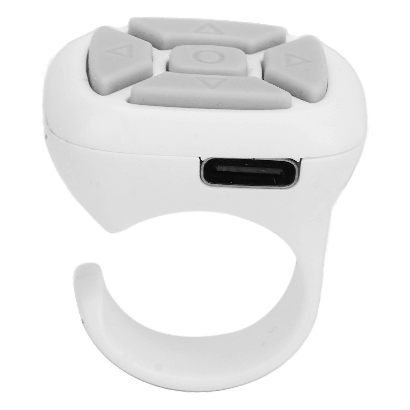 White Bluetooth Remote Control Ring, Camera Shutter and Video Clicker