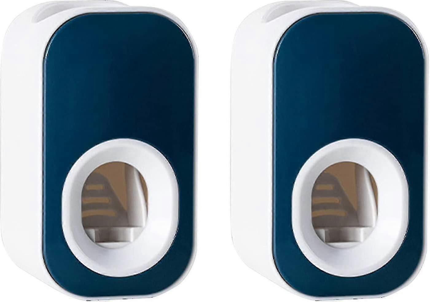 2 Pcs Toothpaste Dispenser Wall Mount For Bathroom Puncture Free Automatic Toothpaste Press (blue)