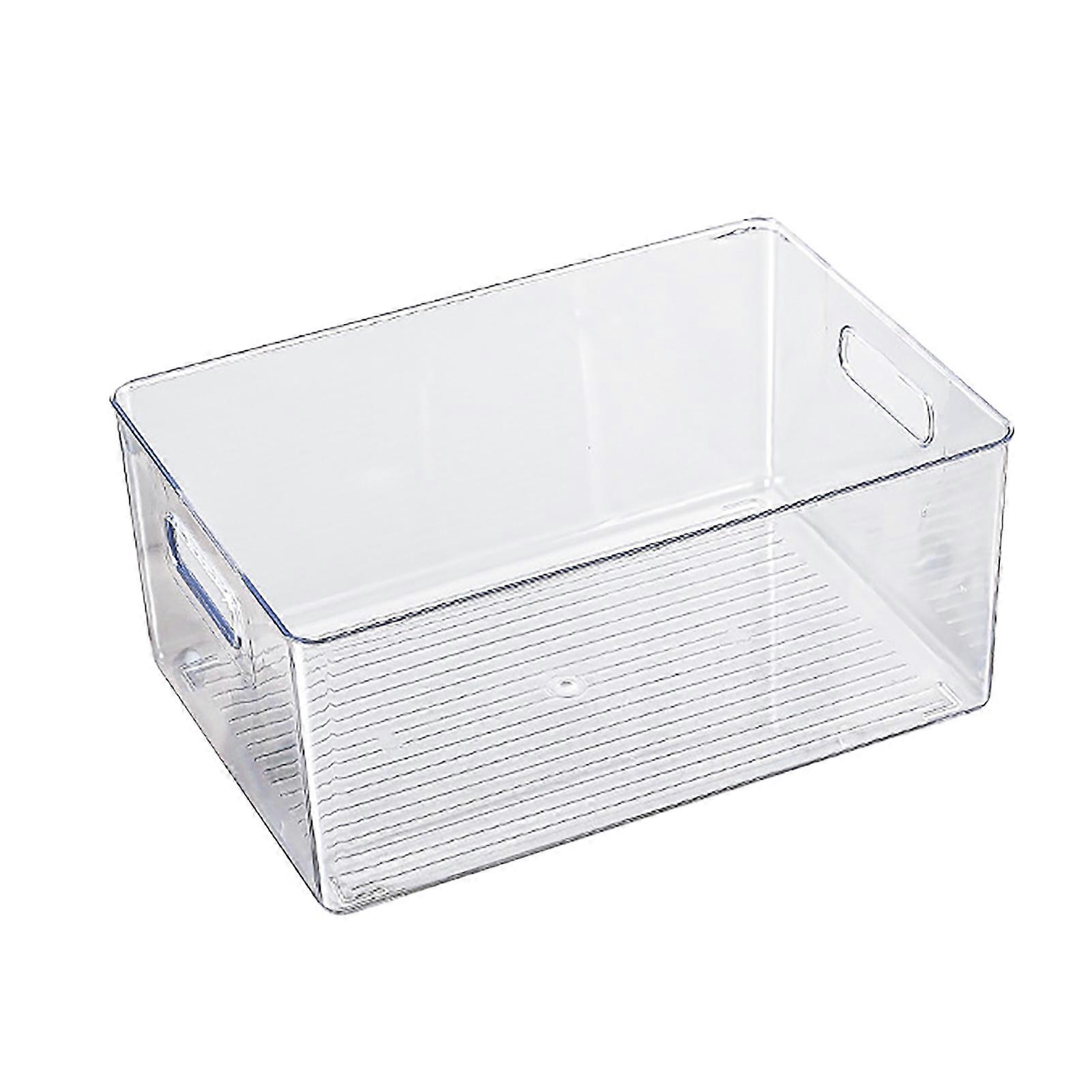 Transparent Versatile Book Storage Organizer Container Bin with Handle for Cabinet Desktop Closet