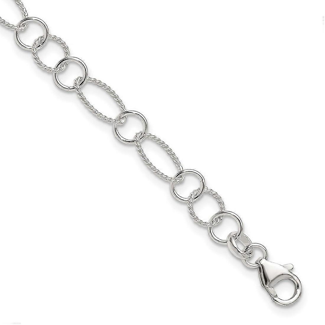 925 Sterling Silver Polished Fancy Link Anklet Lobster Claw 9mm Wide-Anklet for Women - Length: 9 to 10