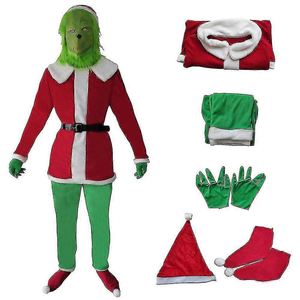 Χριστούγεννα The Grinch Ενήλικες Cosplay Κοστούμι Κόμμα Χριστούγεννα Santa Grinch Στολή -y