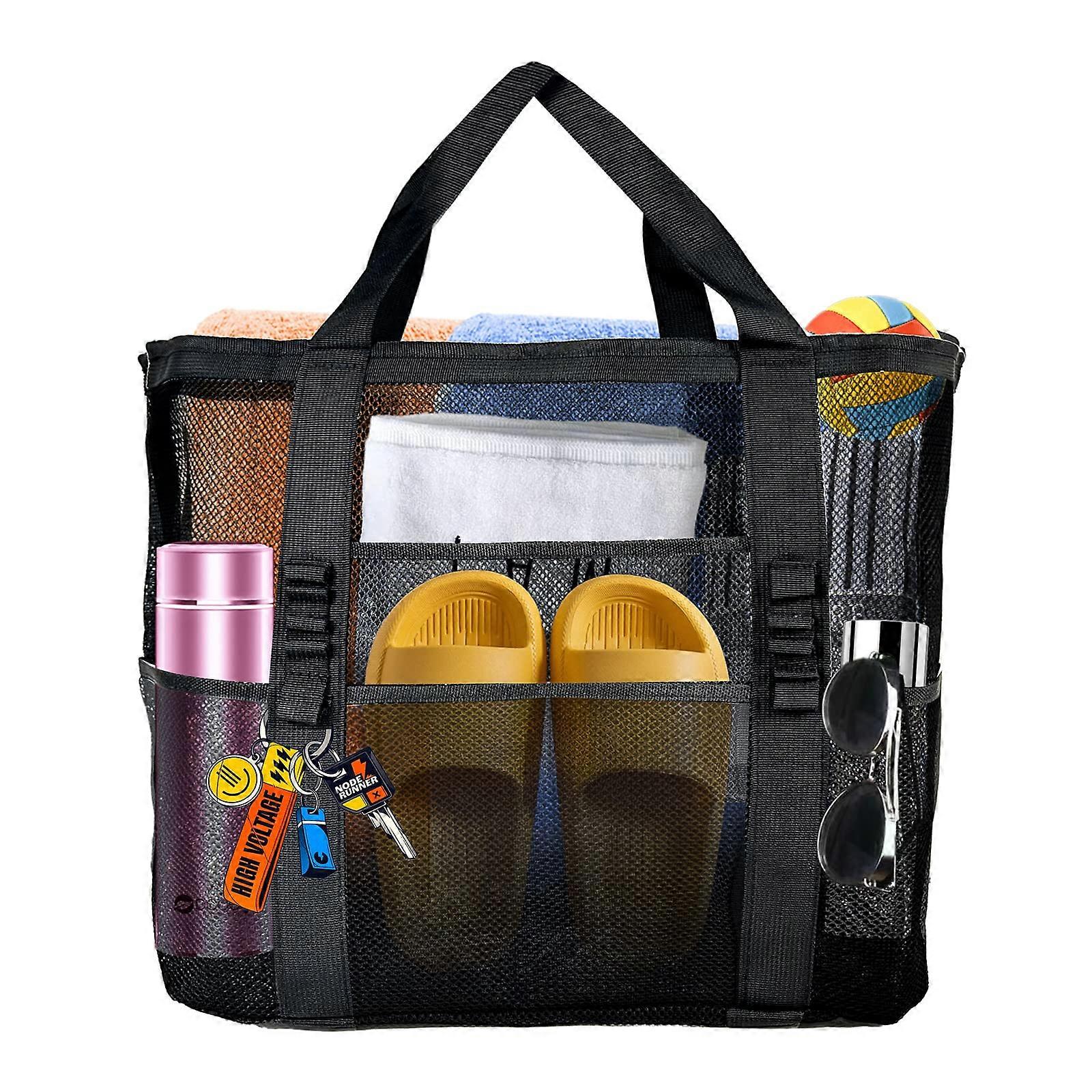 Extra Large Knitting E-Light Beach Bag with 9 Pockets, Waterproof Design, Multi-Functional Storage, Ideal for Summer Trips