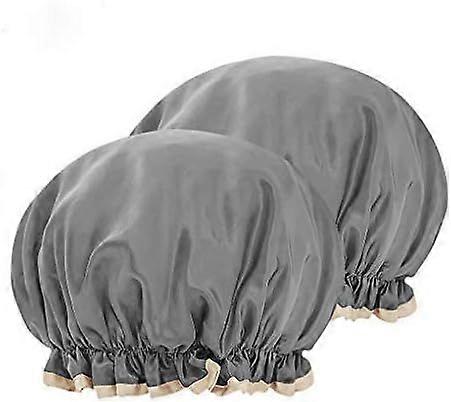 2er-Pack Doppelschicht-Duschhauben, wasserdichte Polyester-Duschhauben, hohe Elastizität, wiederverwendbare, faltbare Kopfbedeckung für Dusch-Spa-Make-up-Kochsalon